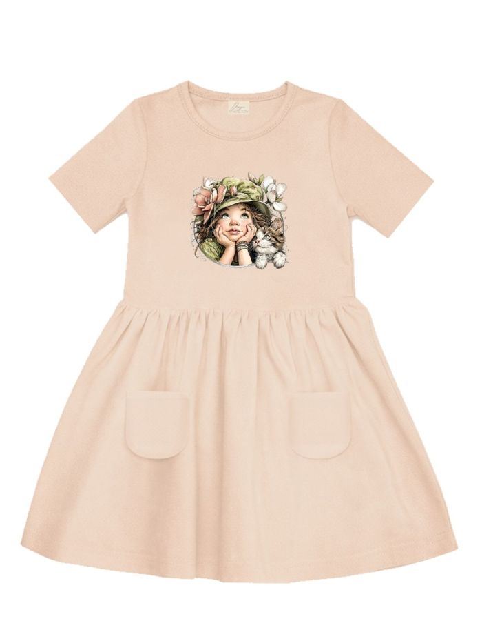 Short-sleeved dress GIRL and CAT