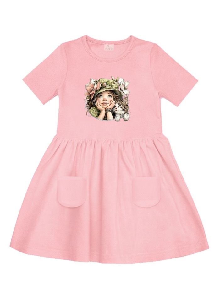 Short-sleeved dress GIRL and CAT