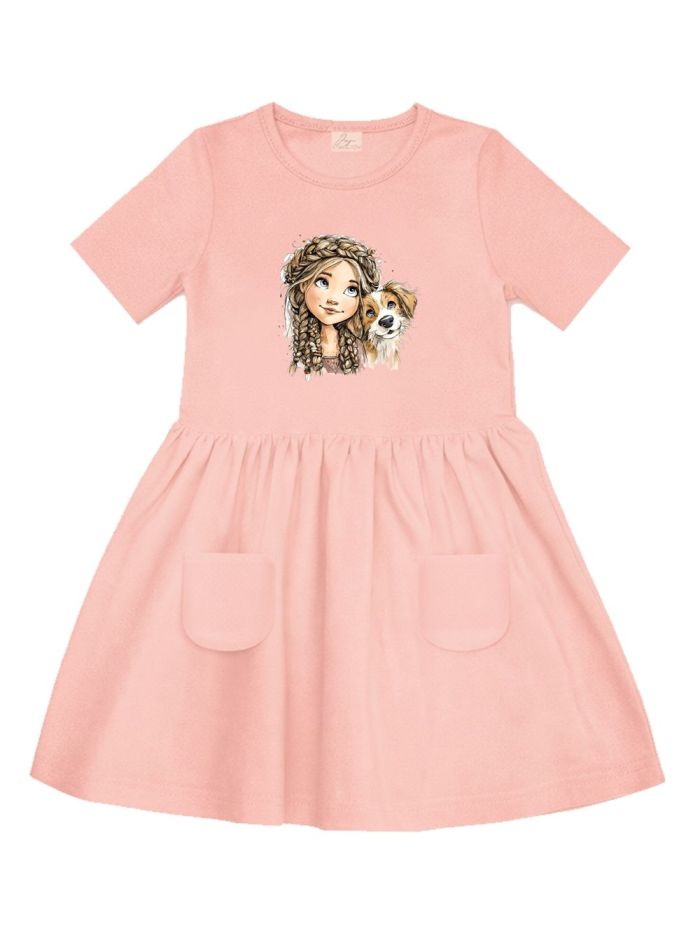 Short-sleeved dress GIRL and DOG