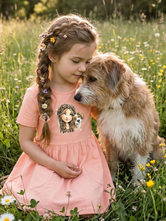 Short-sleeved dress GIRL and DOG