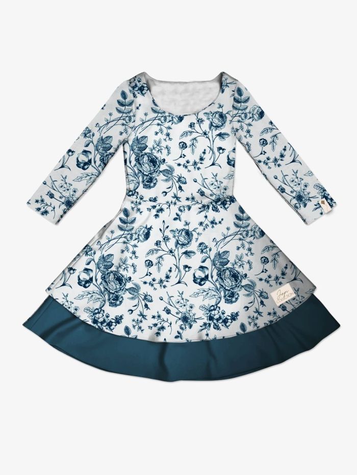 Women's long-sleeved flounce dress ICE ROSE