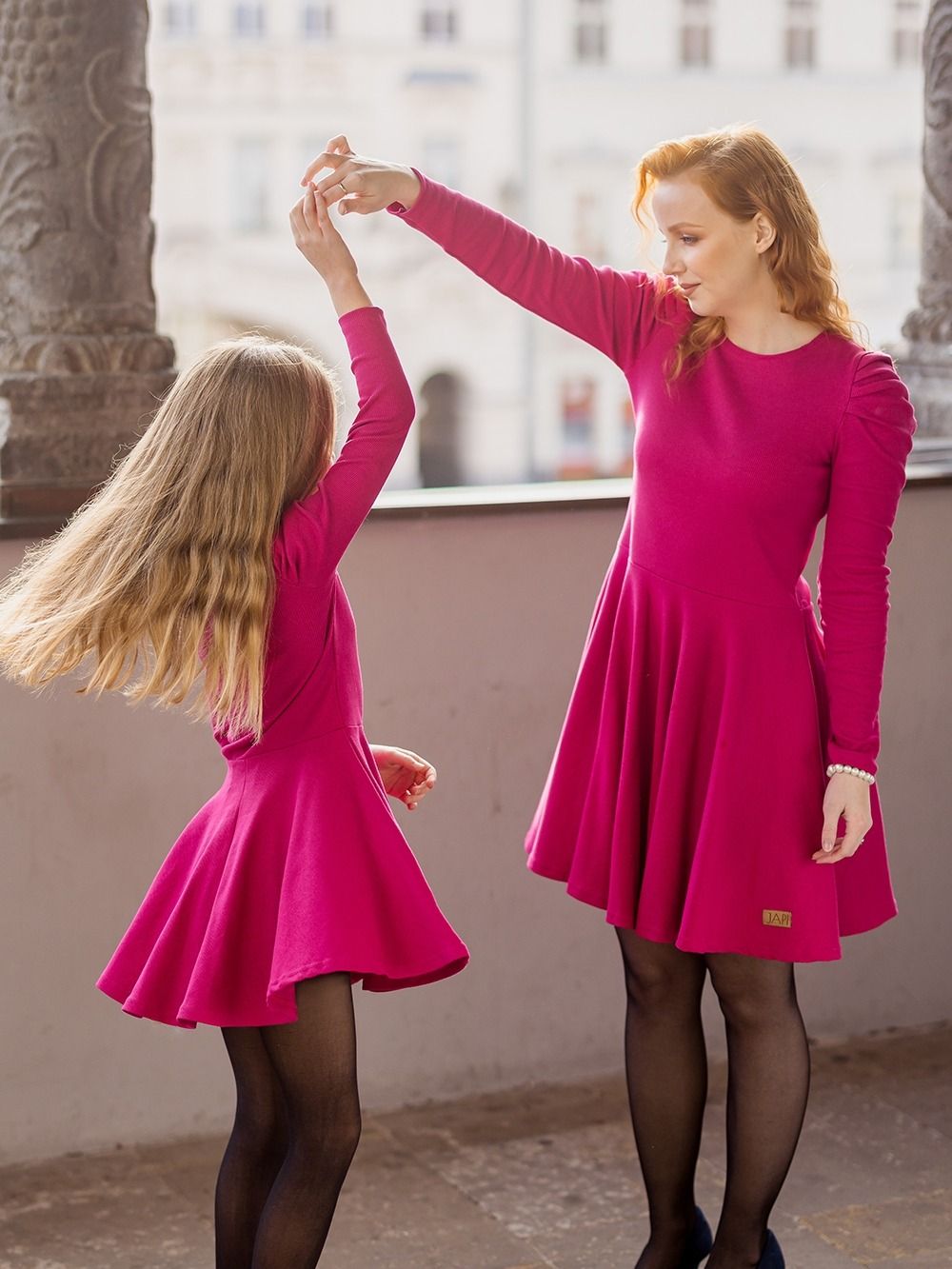 Šaty pre dievčatá ružové s dlhým rukávom
