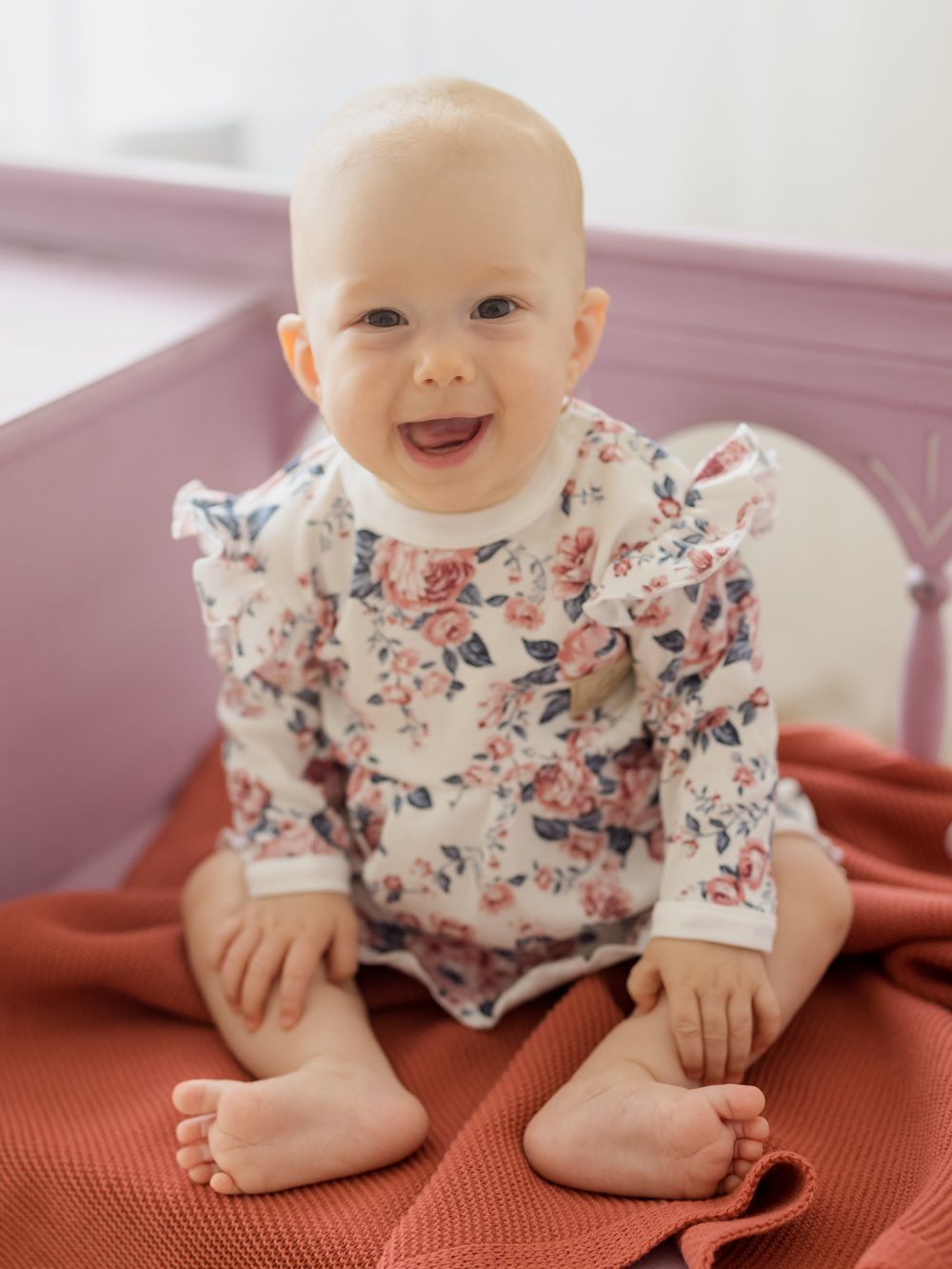 Long-sleeved flounce skirt bodysuit ROSES