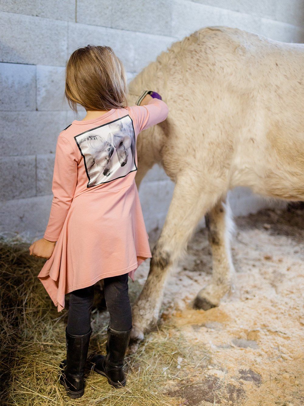 Long-sleeved girl's dress Horse