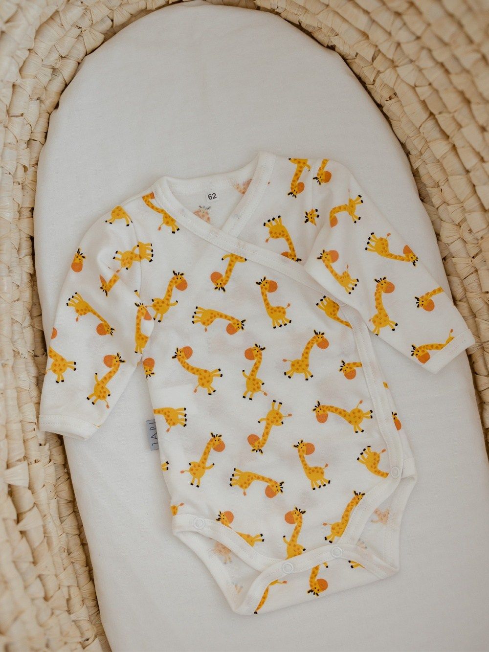 JAPITEX Long sleeved wrapover bodysuit BABY GIRAFFE