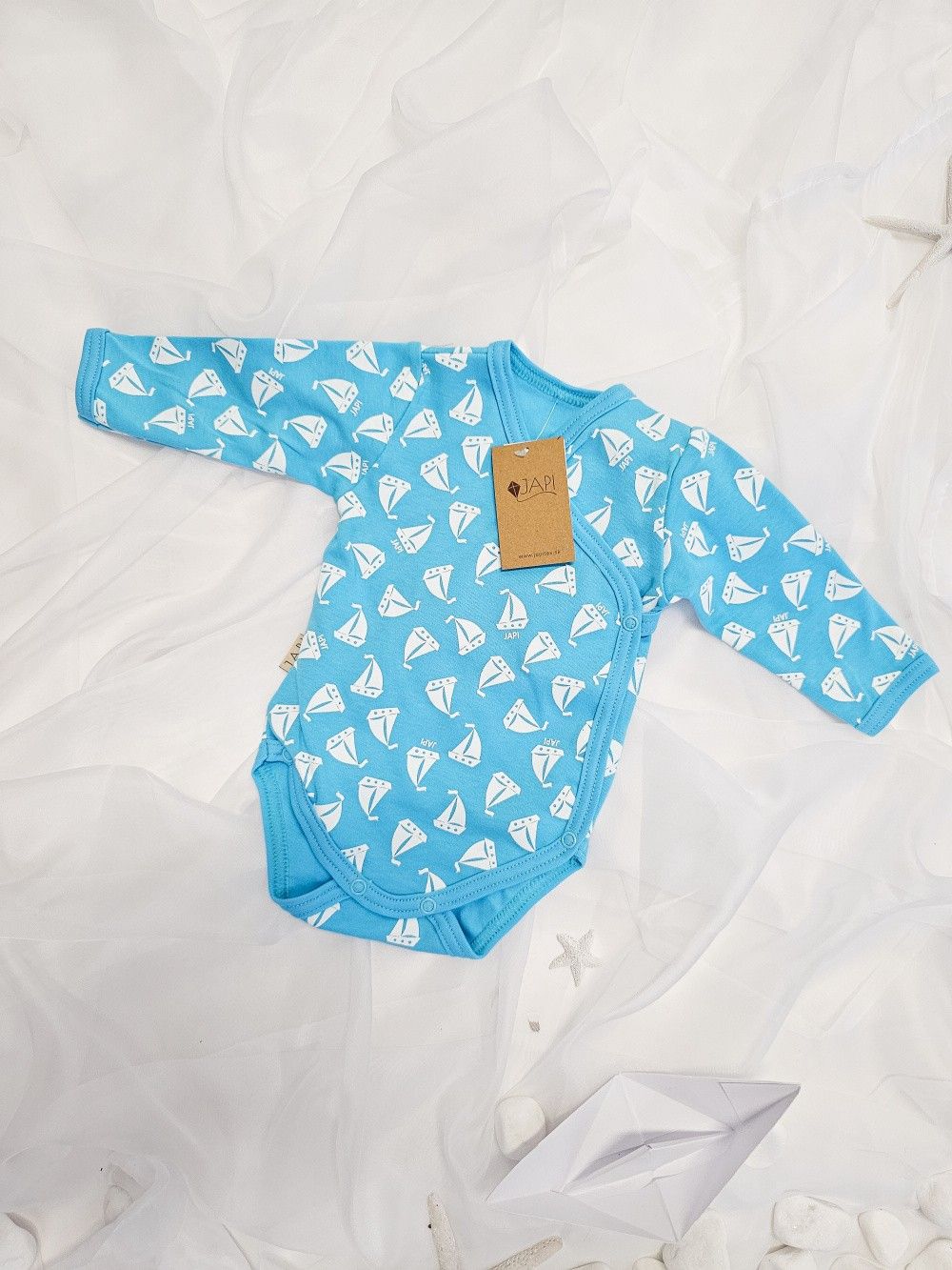 Long-sleeved wrapover bodysuit SAILBOAT