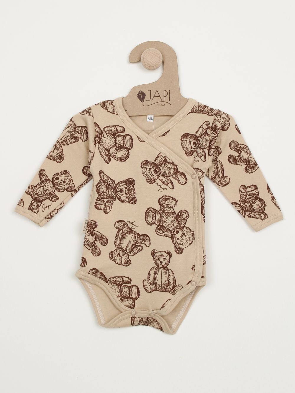 Long-sleeved wrapover bodysuit TEDDY BEARS