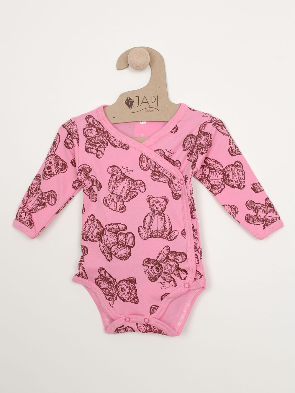Long-sleeved wrapover bodysuit TEDDY BEARS