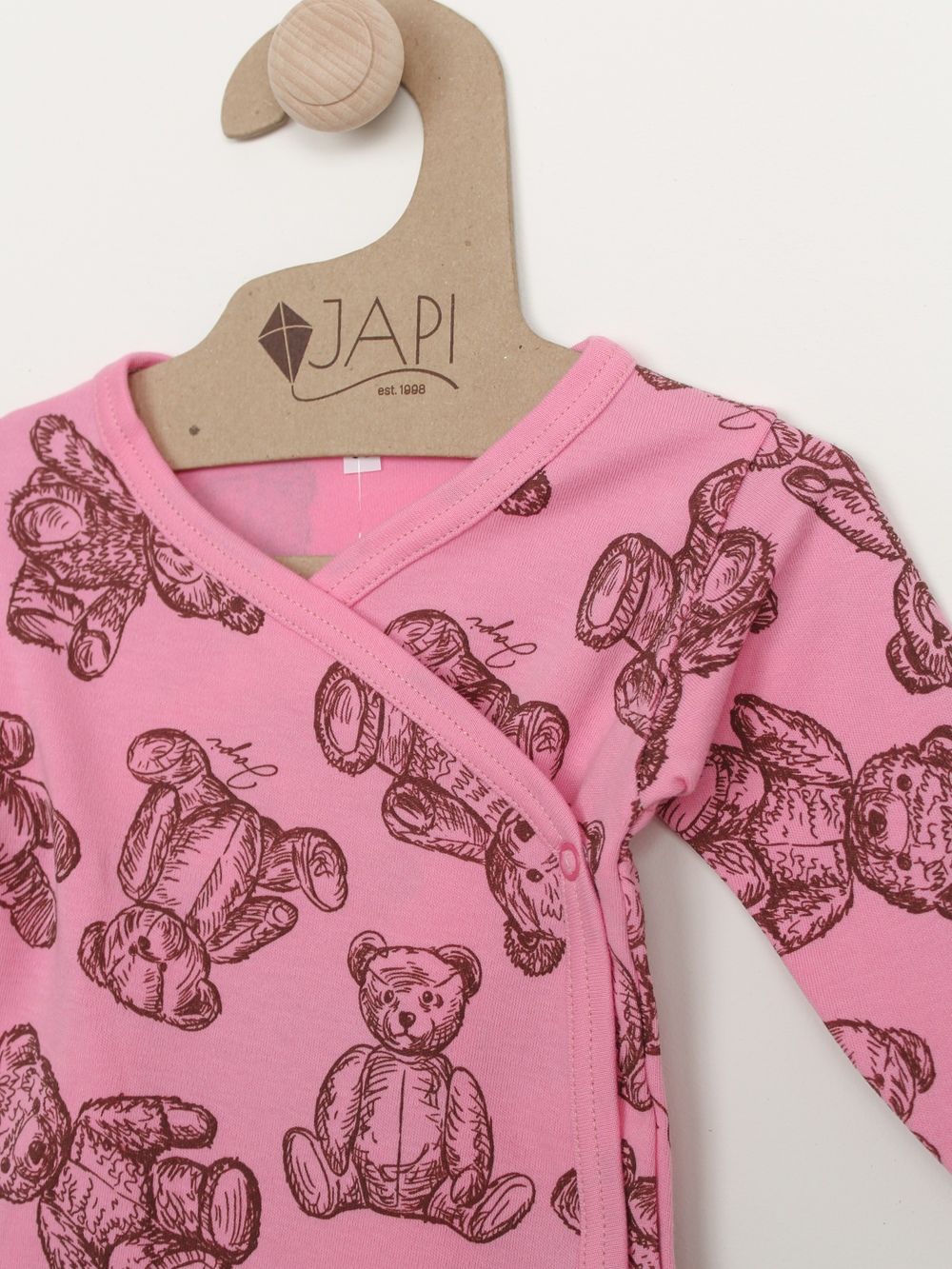 Long-sleeved wrapover bodysuit TEDDY BEARS