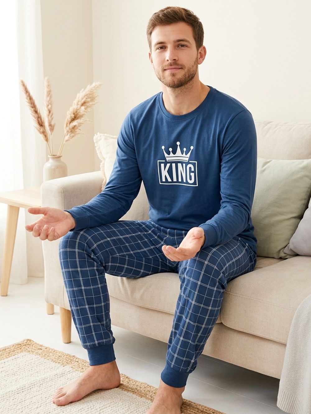 Men's long-sleeved pajamas KING and QUEEN