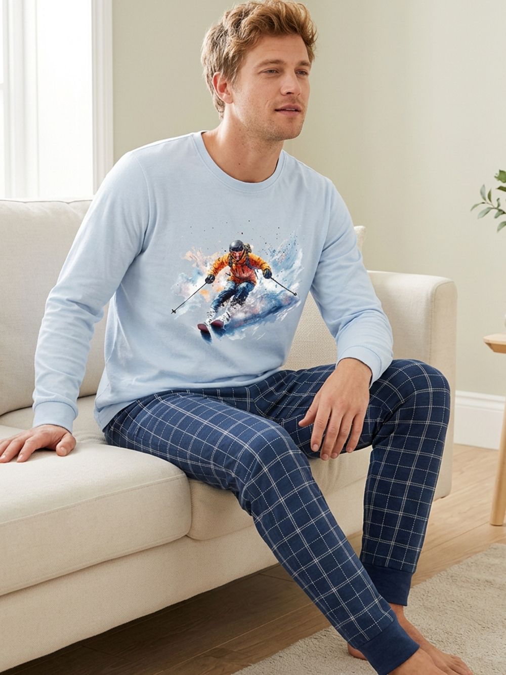 Men's long-sleeved pajamas SNOW RIDER