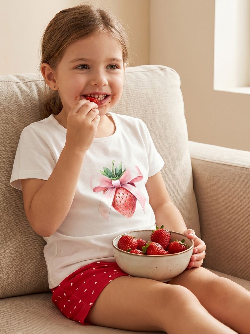 Pyjamas SWEET STRAWBERRY with short sleeves