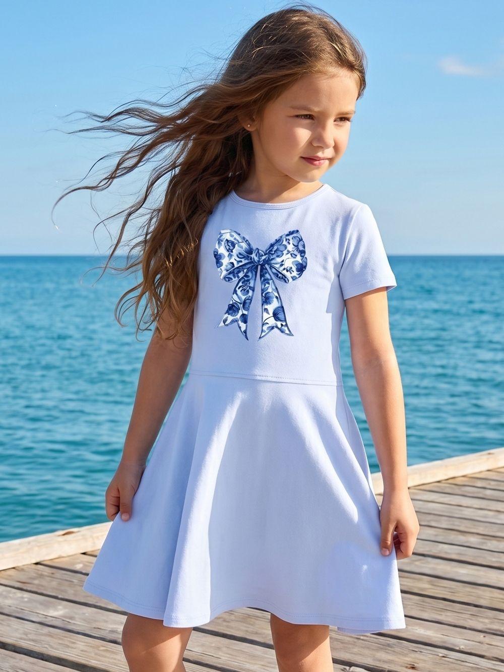 Short-sleeved dress CHIC in BLUE