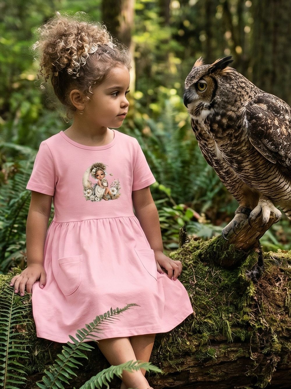 Short-sleeved dress GIRL and OWL