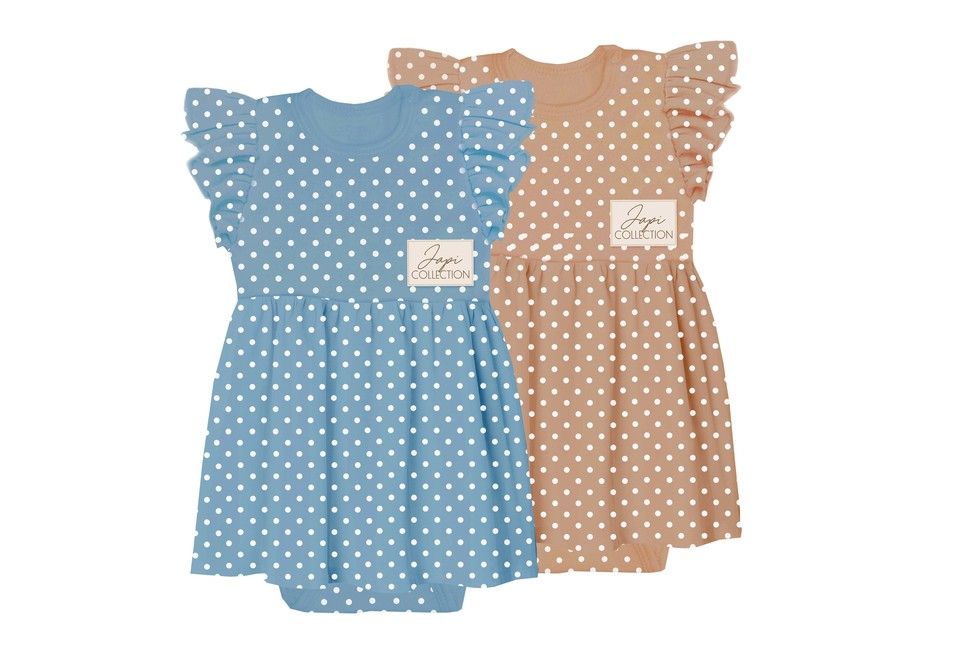 Short-sleeved flounce skirt bodysuit DOTS