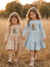 Girls' GIRL and TEDDY long-sleeved dress
