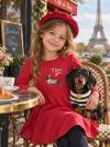Girls' I LOVE YOU long-sleeved dress