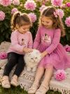 Girls' long-sleeved T-shirt CAT and PRINCESS