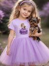 Girls' tulle dress with short sleeves AMETHYST GIRL