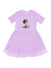 Girls' tulle dress with short sleeves GIRL and LAVENDER