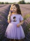 Girls' tulle dress with short sleeves GIRL and LAVENDER