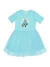 Girls' tulle dress with short sleeves GIRL IN TURQUOIS