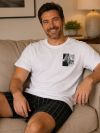 Men's short-sleeved pajamas BLACK and WHITE