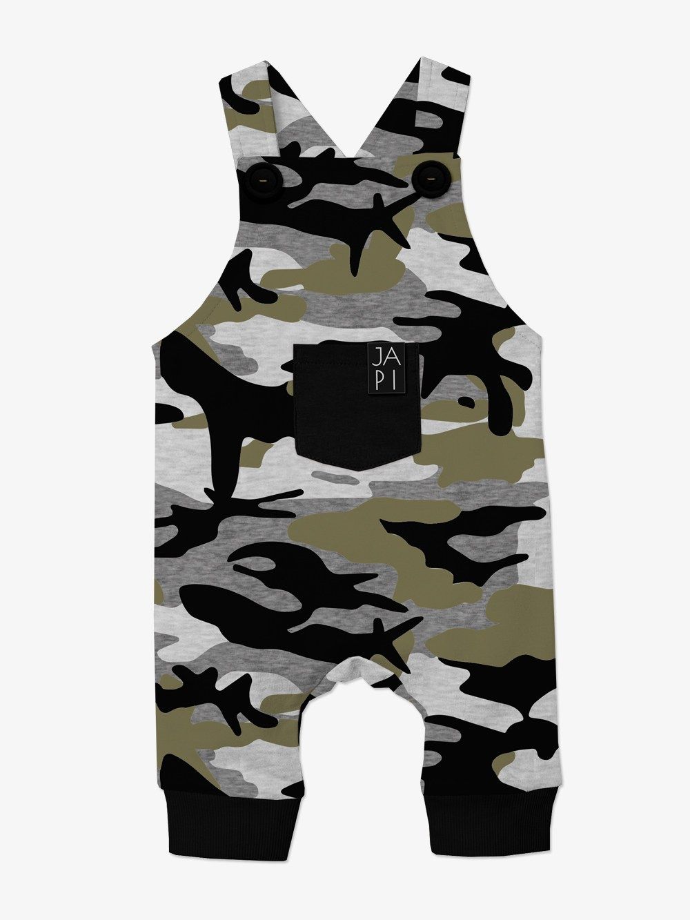 Trousers with suspenders Camouflage print