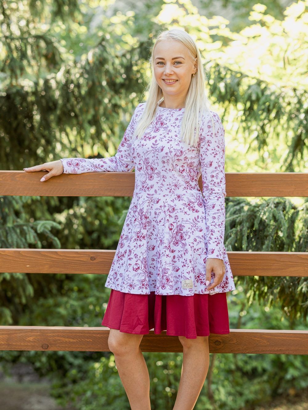 Long sleeve flounce dress shop